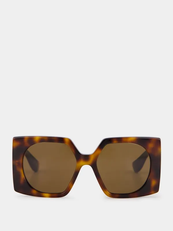 Tortoiseshell Vain Bold Sunglasses in Recycled Acetate made by Valentino Garavani