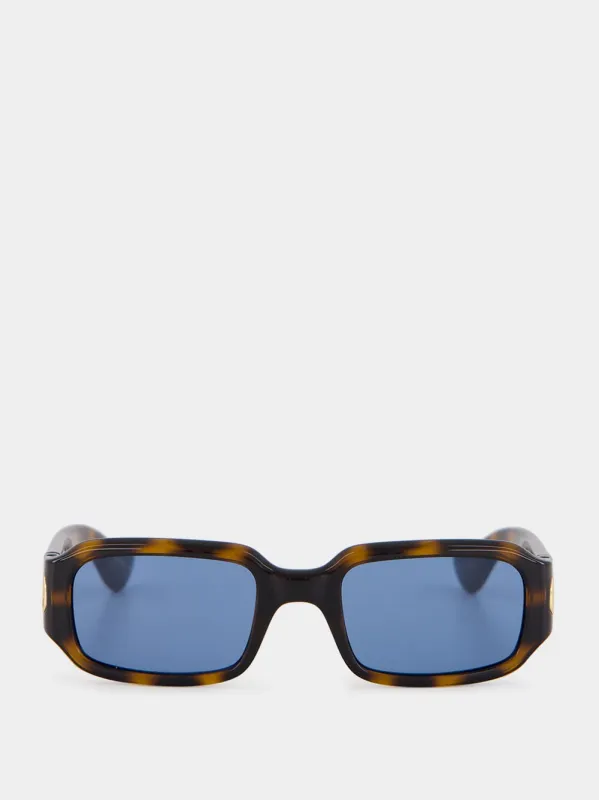 Tortoiseshell and Blue Vain Light Bio Inject Sunglasses made by Valentino Garavani