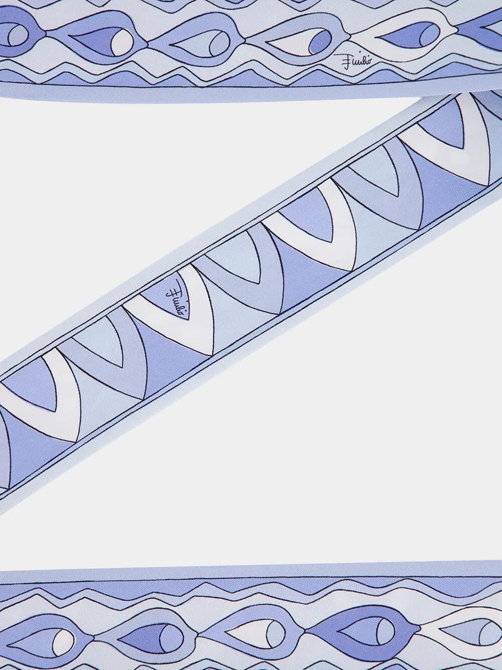 Pale Blue Mixed Print Silk Twill Bandeau Scarf sold by Fashion Clinic product image thumbnail 3