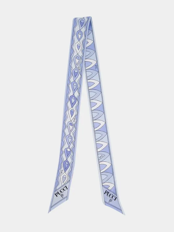 Pale Blue Mixed Print Silk Twill Bandeau Scarf made by Emilio Pucci