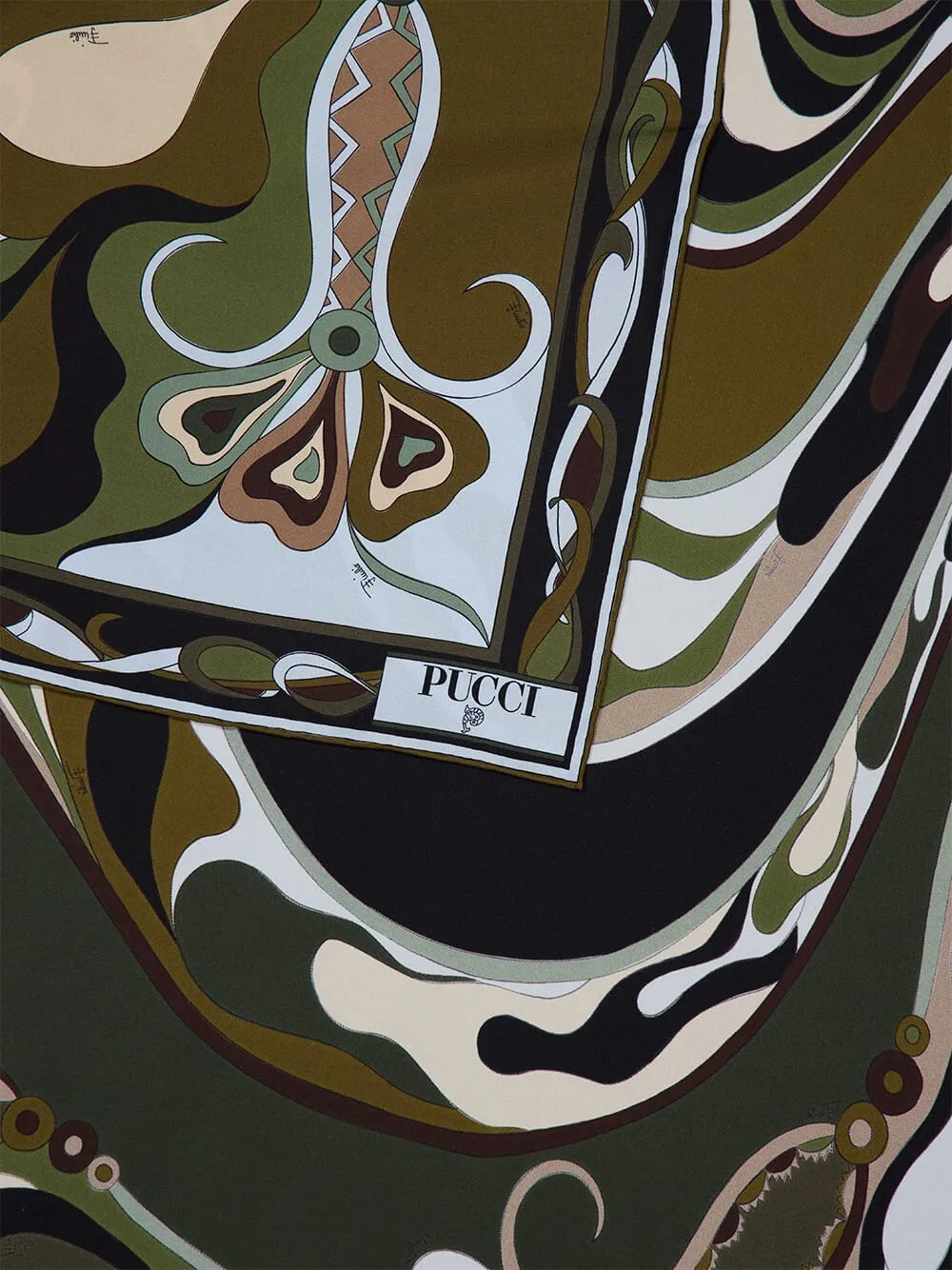 Khaki and Blue Orchidee Print Silk Carré sold by Fashion Clinic product image thumbnail 4