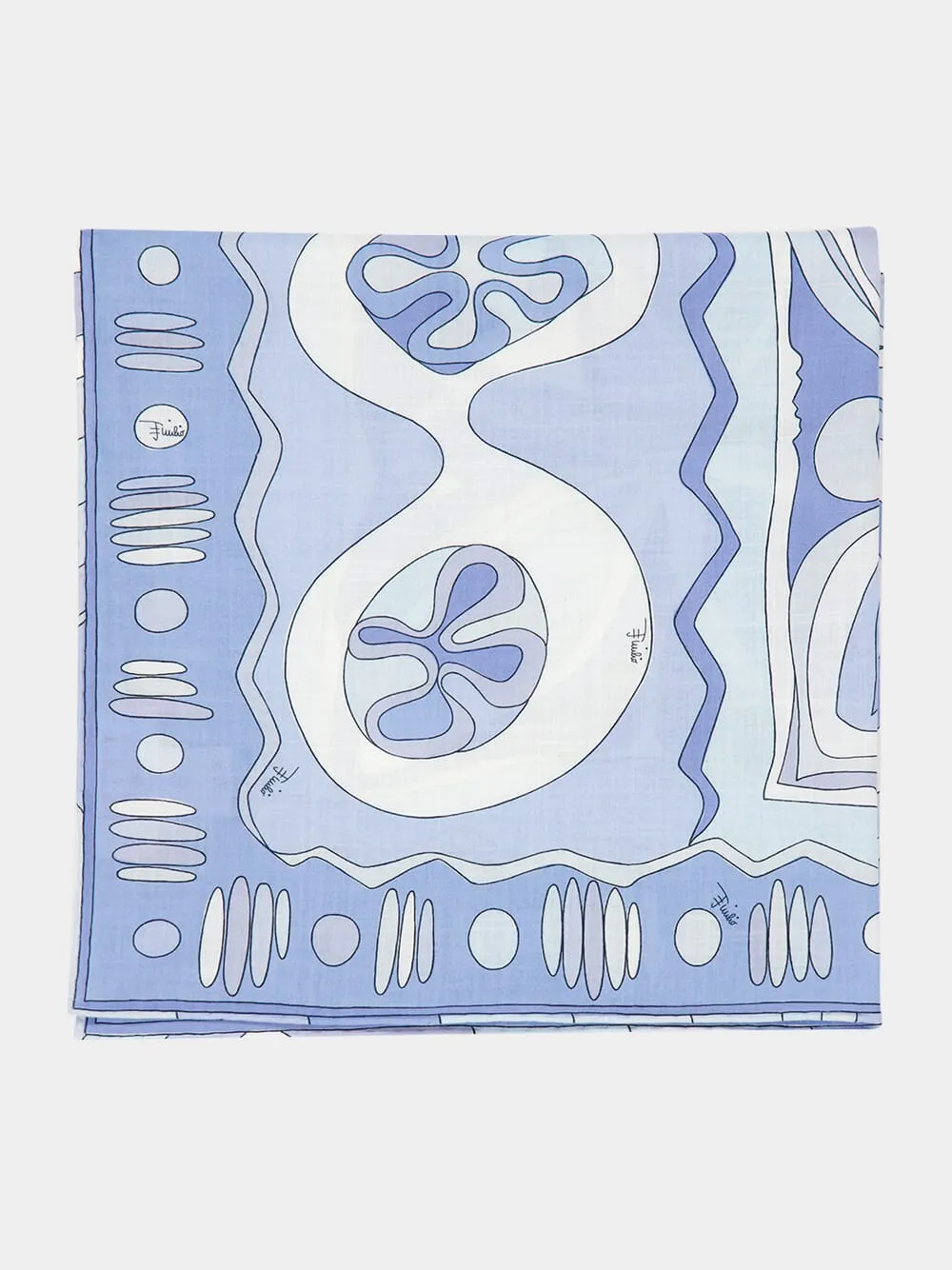 Pale Blue Angoli Print Cotton Scarf sold by Fashion Clinic product image thumbnail 3
