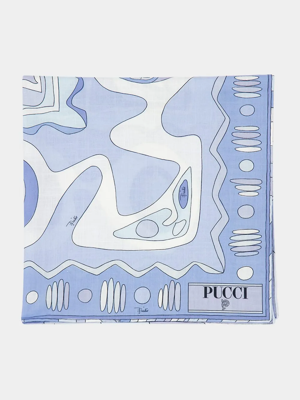 Pale Blue Angoli Print Cotton Scarf sold by Fashion Clinic product image thumbnail 2