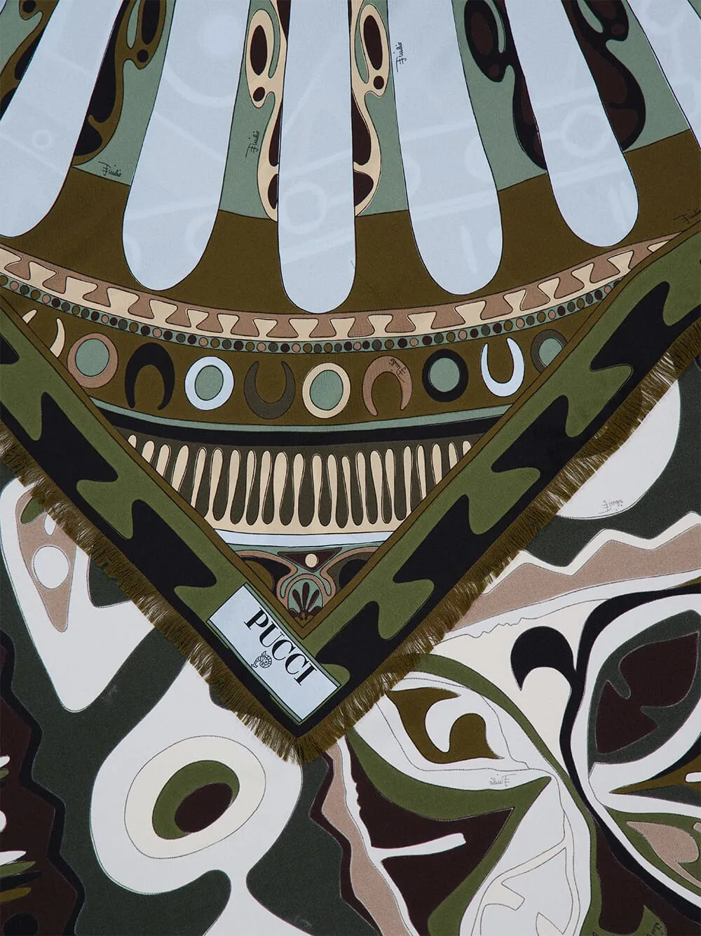 Khaki and Blue Mixed Print Silk Stole sold by Fashion Clinic product image thumbnail 4