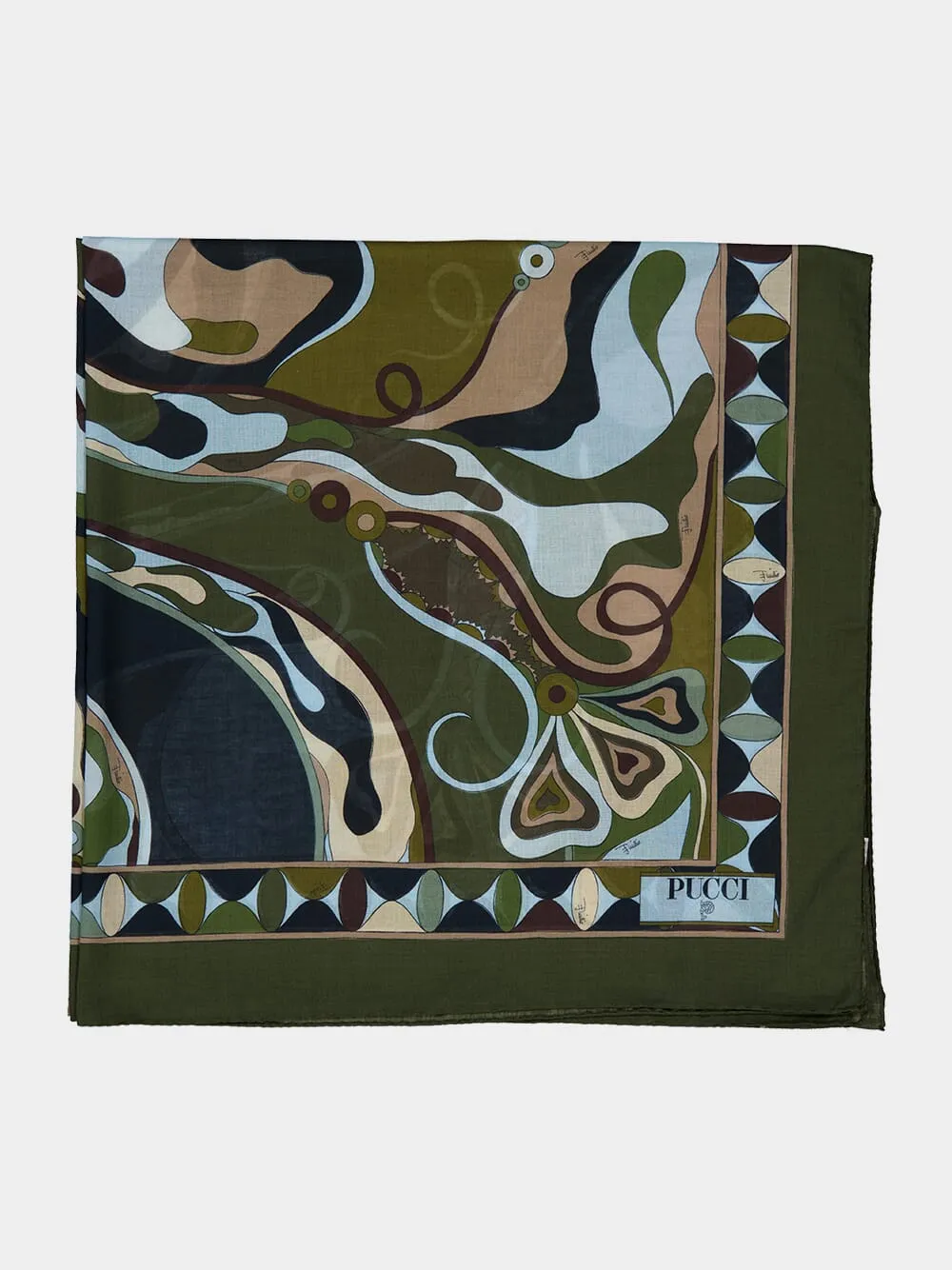 Khaki and Blue Orchidee Print Cotton Sarong sold by Fashion Clinic product image thumbnail 4