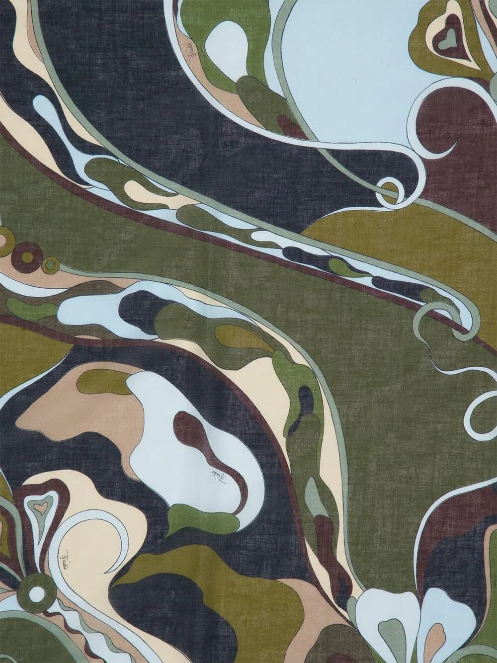 Khaki and Blue Orchidee Print Cotton Sarong sold by Fashion Clinic product image thumbnail 3