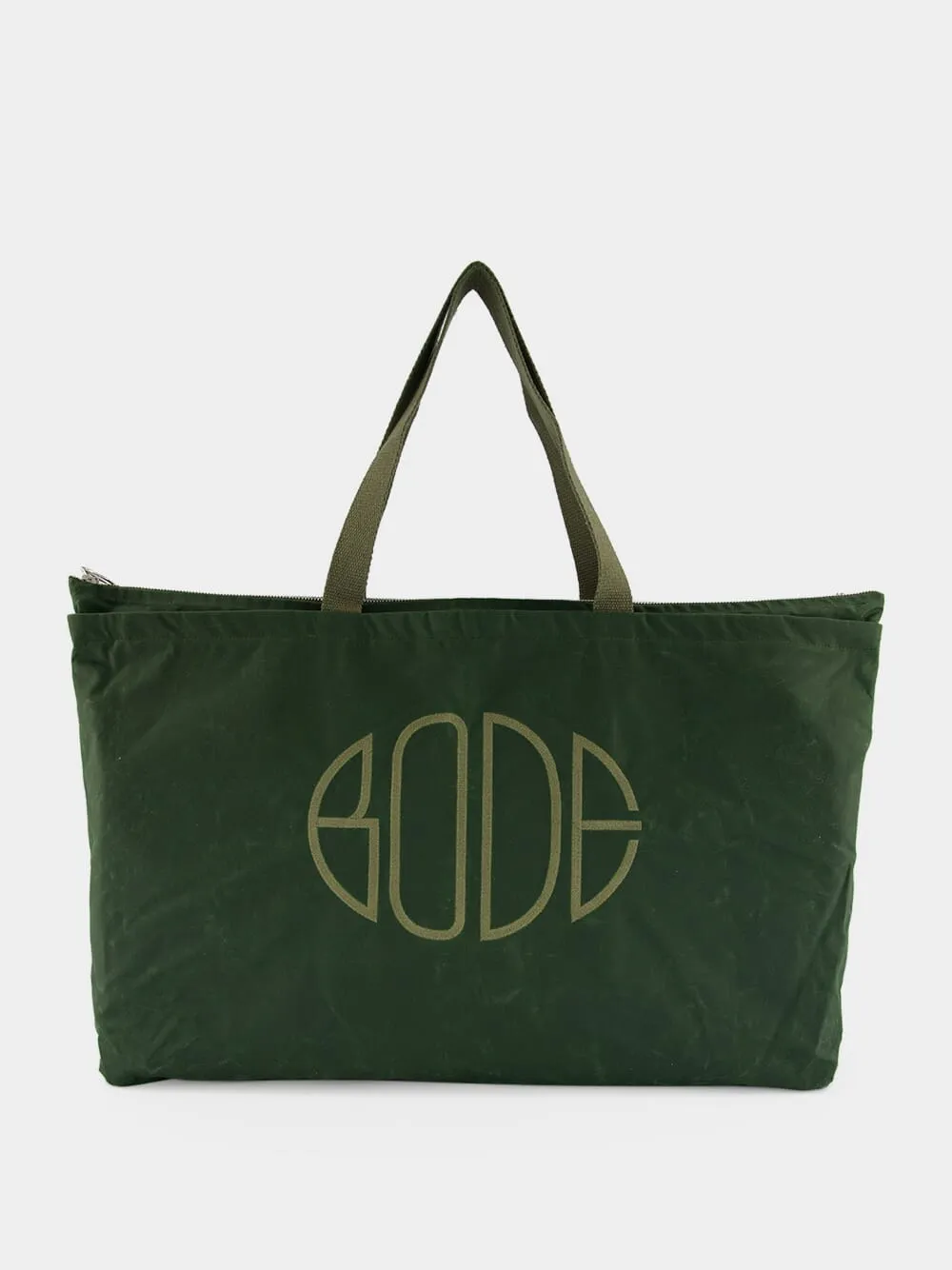 Green Waxed Cotton Zip Tote sold by Fashion Clinic product image thumbnail 2