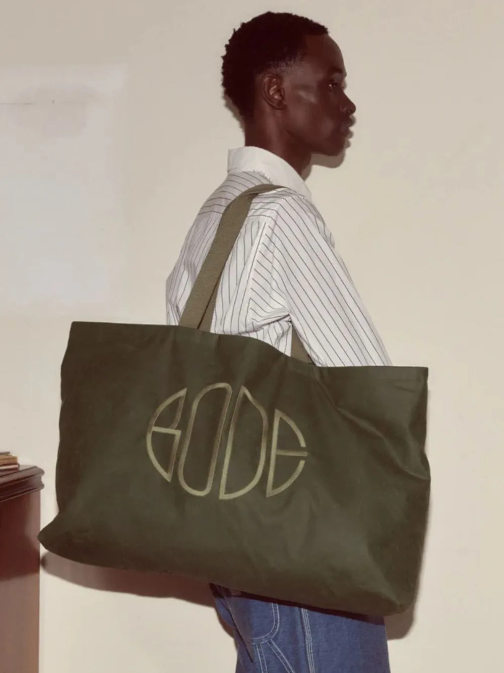 Green Waxed Cotton Zip Tote sold by Fashion Clinic