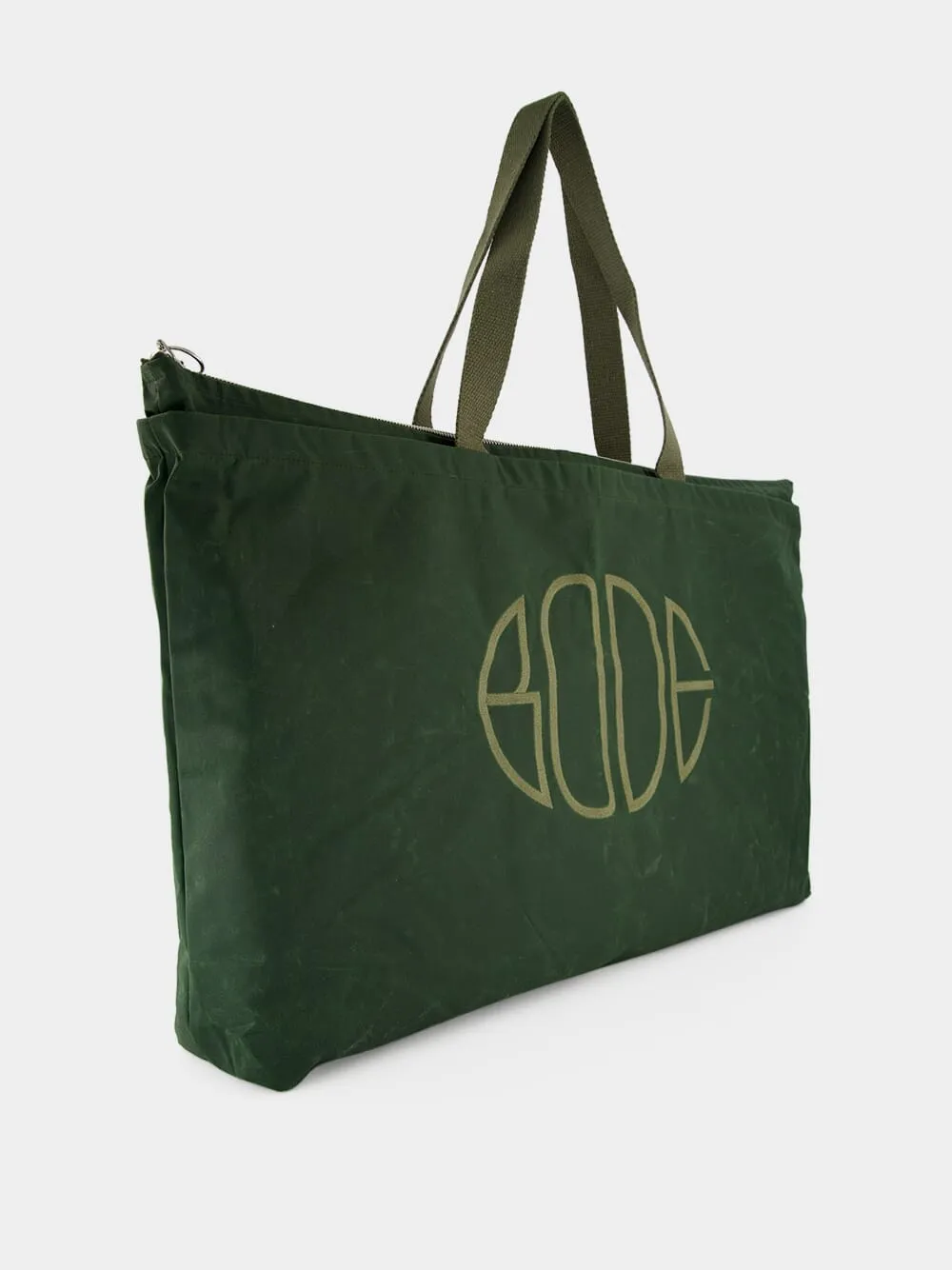 Green Waxed Cotton Zip Tote sold by Fashion Clinic product image thumbnail 3