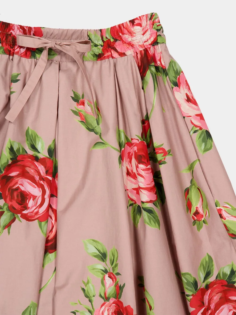 Rose Bouquet Print Pleated Midi Skirt sold by Fashion Clinic product image thumbnail 5