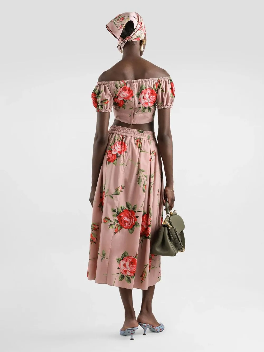 Rose Bouquet Print Pleated Midi Skirt sold by Fashion Clinic product image thumbnail 3