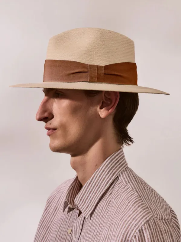 Natural and Brown Rafael Panama Hat made by Fashion Clinic