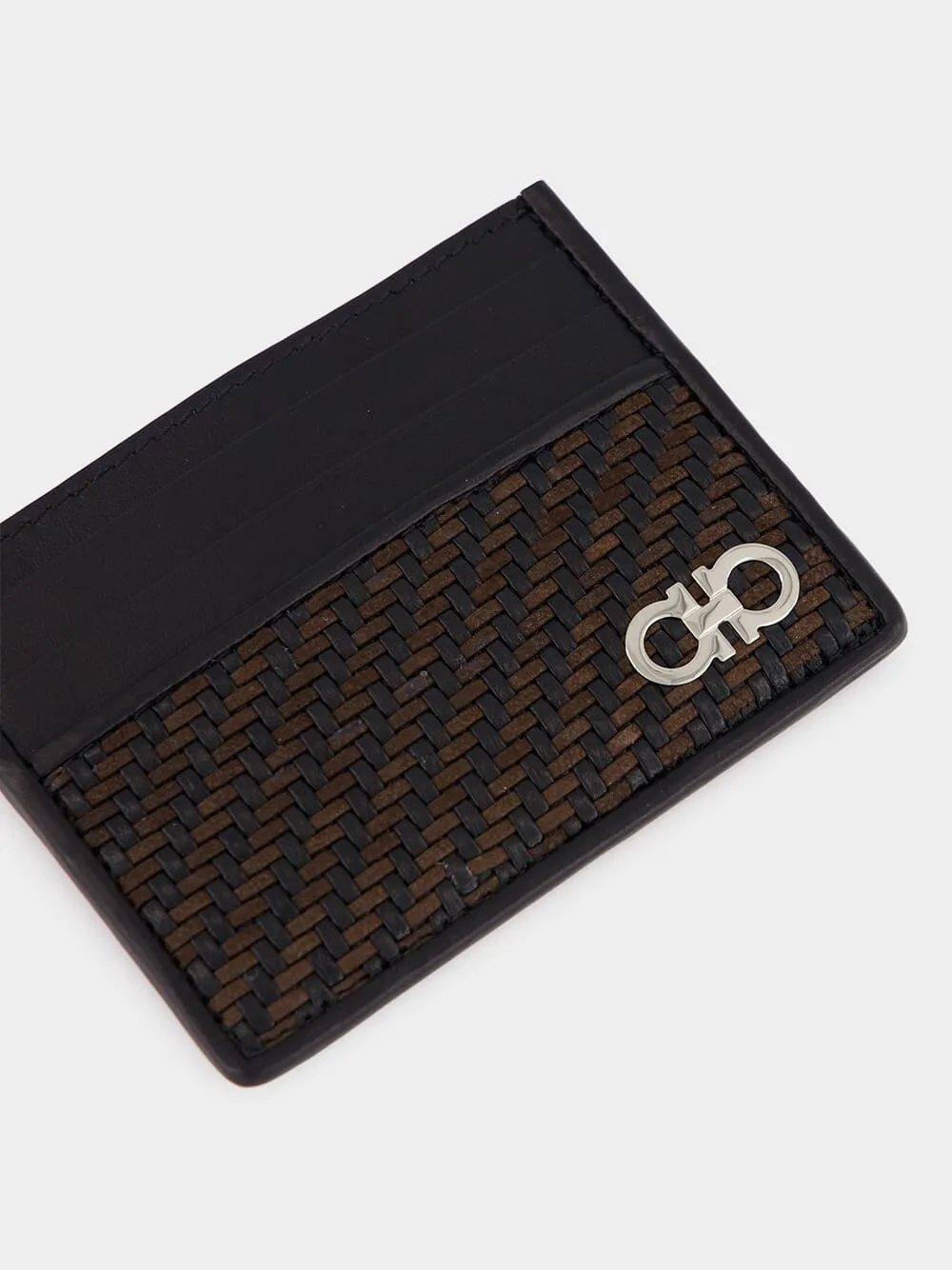 Brown and Black Woven Leather Card Holder sold by Fashion Clinic product image thumbnail 4