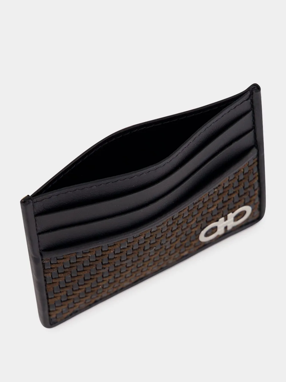 Brown and Black Woven Leather Card Holder sold by Fashion Clinic product image thumbnail 3