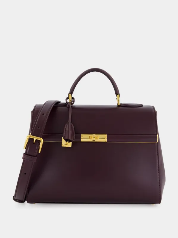 Burgundy Marlene Handbag in Palmellato Calfskin made by Dolce & Gabanna