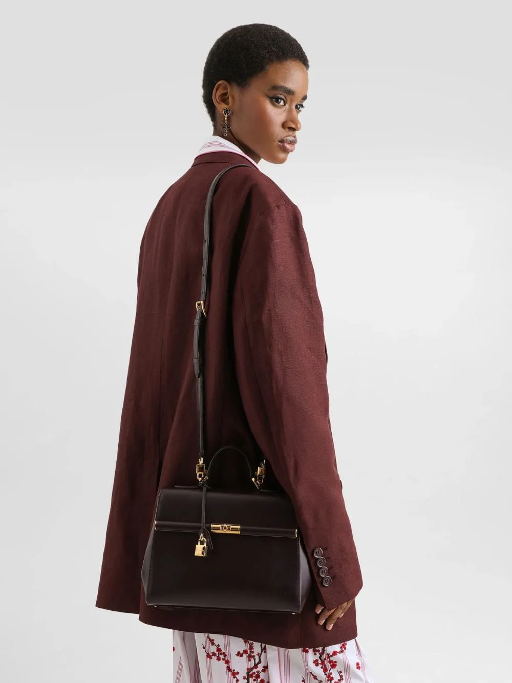 Burgundy Marlene Handbag in Palmellato Calfskin sold by Fashion Clinic product image thumbnail 4