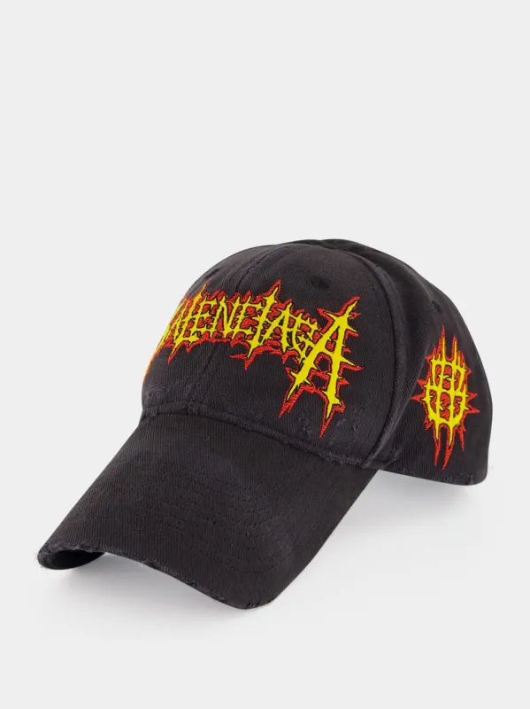 Faded Black Sacré Cœur Embroidered Cap made by Balenciaga
