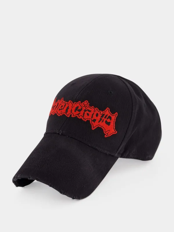 Black Cotton Drill Logo Cap made by Balenciaga