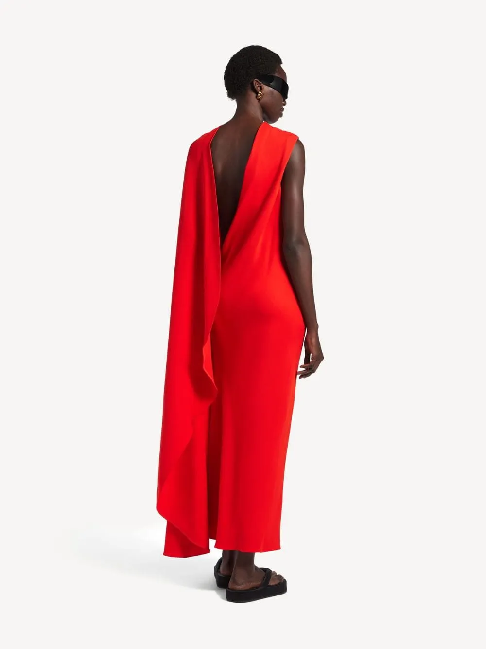 Sunset Red Draped Maxi Dress sold by Fashion Clinic product image thumbnail 3