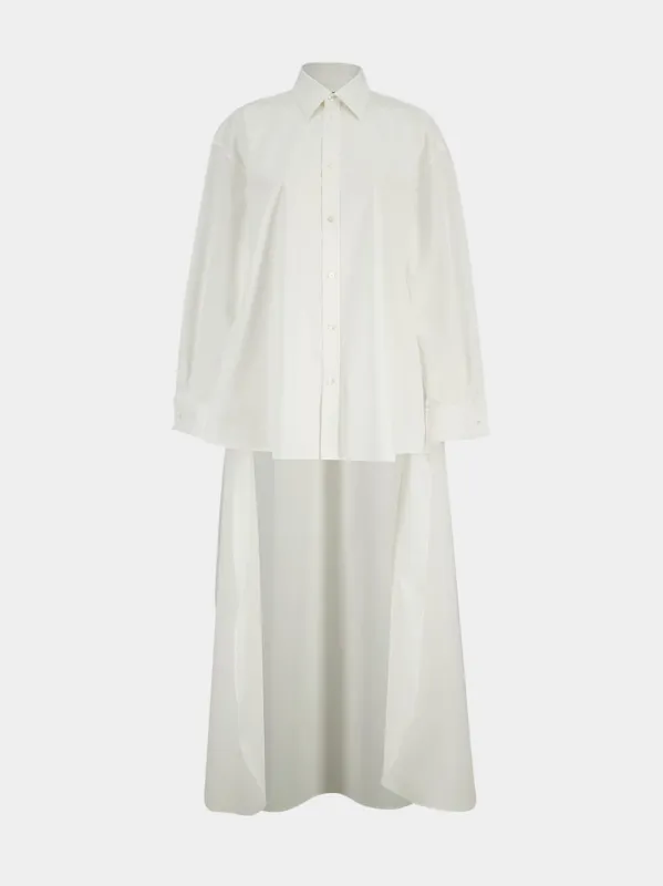 White Cotton-Silk Train Shirt made by Balenciaga