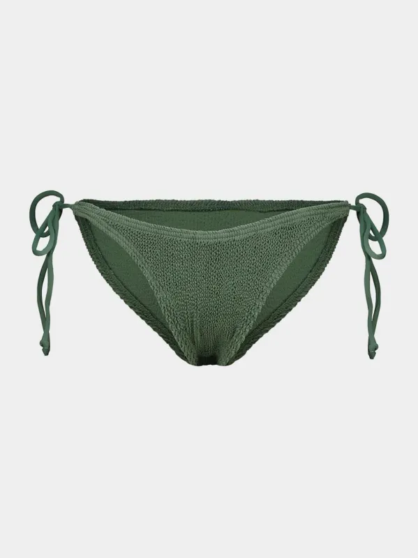 Khaki Crinkle Serenity Tie-Side Bikini Brief made by Bond-Eye