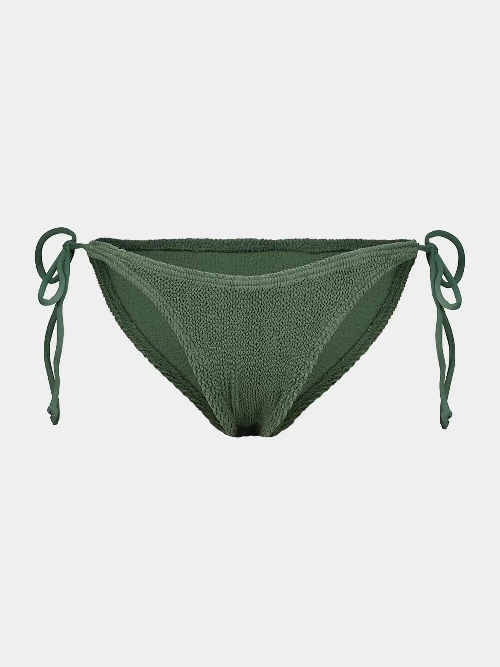 Khaki Crinkle Serenity Tie-Side Bikini Brief sold by Fashion Clinic