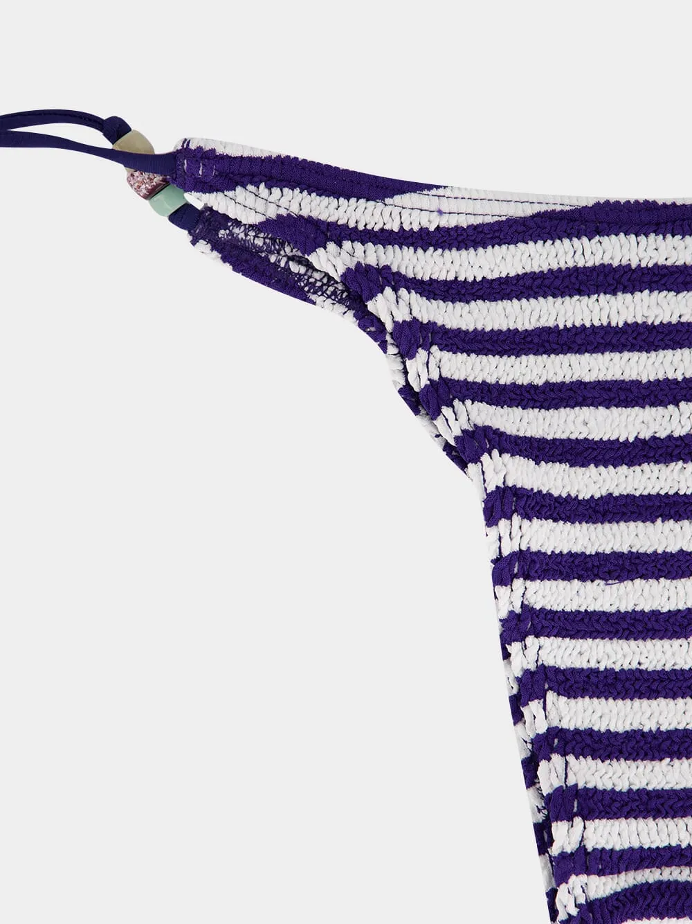 Navy and White Beaded Tie-Side Bikini Brief sold by Fashion Clinic product image thumbnail 4