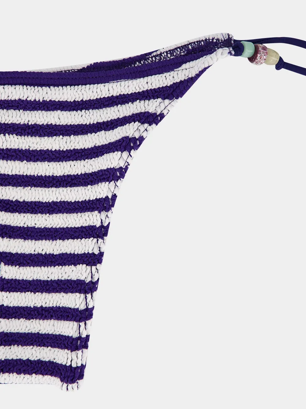 Navy and White Beaded Tie-Side Bikini Brief sold by Fashion Clinic product image thumbnail 3