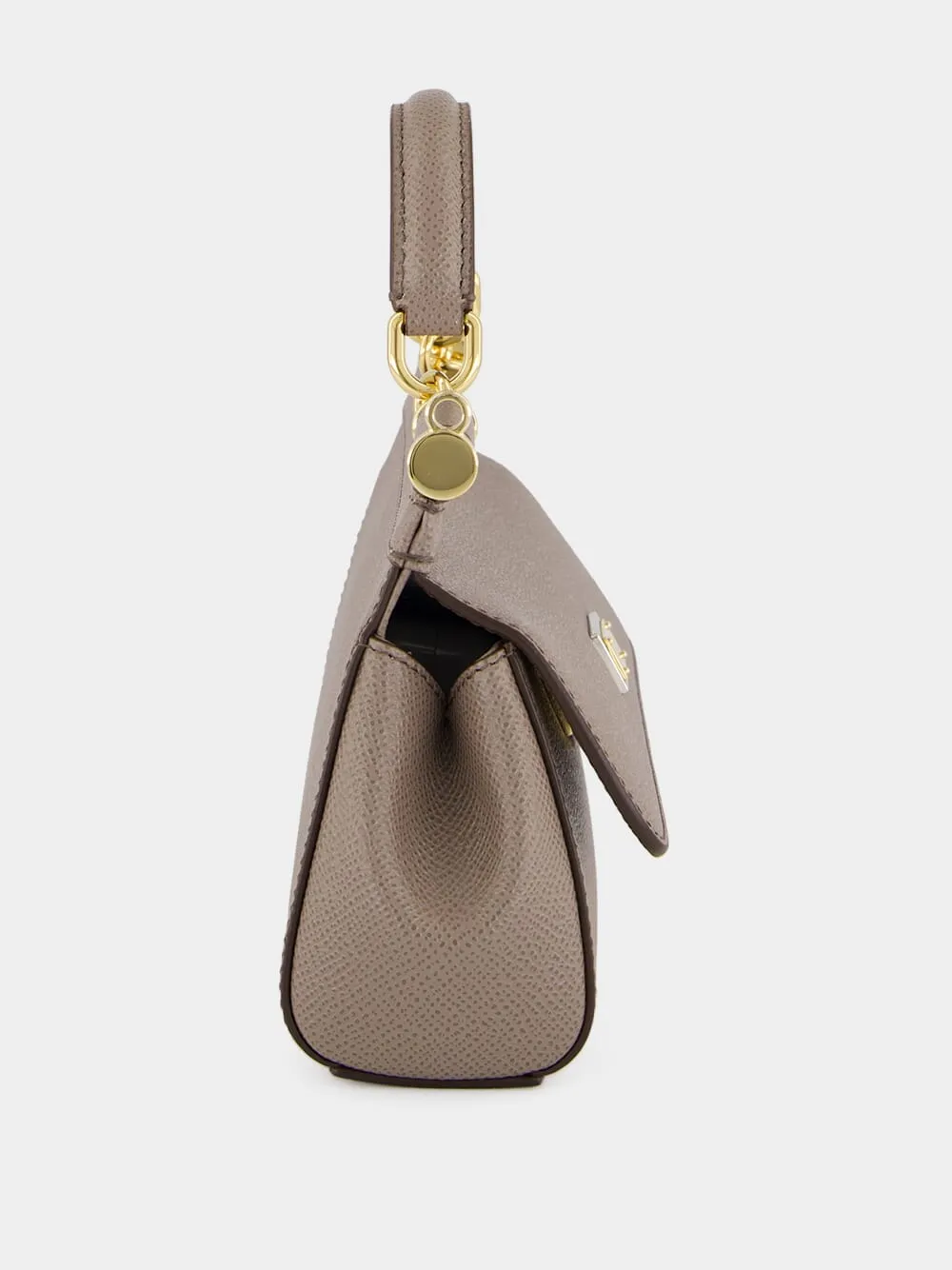 Light Mud Sicily Mini Leather Handbag sold by Fashion Clinic product image thumbnail 4