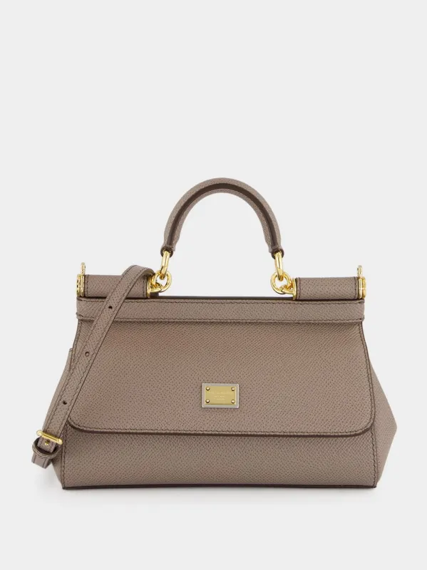 Light Mud Sicily Mini Leather Handbag made by Dolce & Gabanna