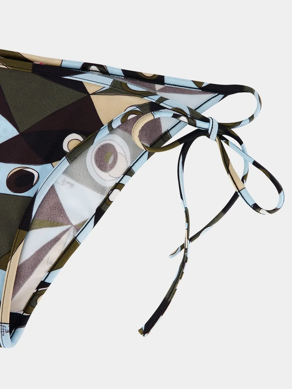 Khaki and Blue Occhi Print Bikini Bottom sold by Fashion Clinic product image thumbnail 2