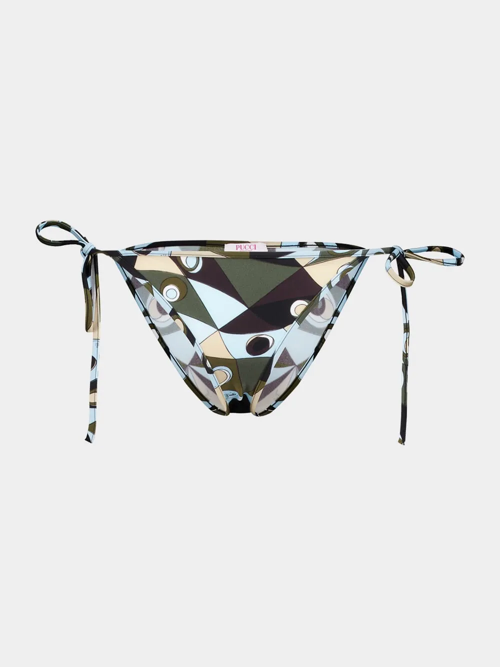 Khaki and Blue Occhi Print Bikini Bottom sold by Fashion Clinic