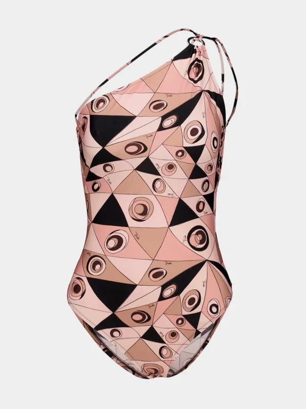 Nude Occhi Print One-Shoulder Swimsuit made by Emilio Pucci