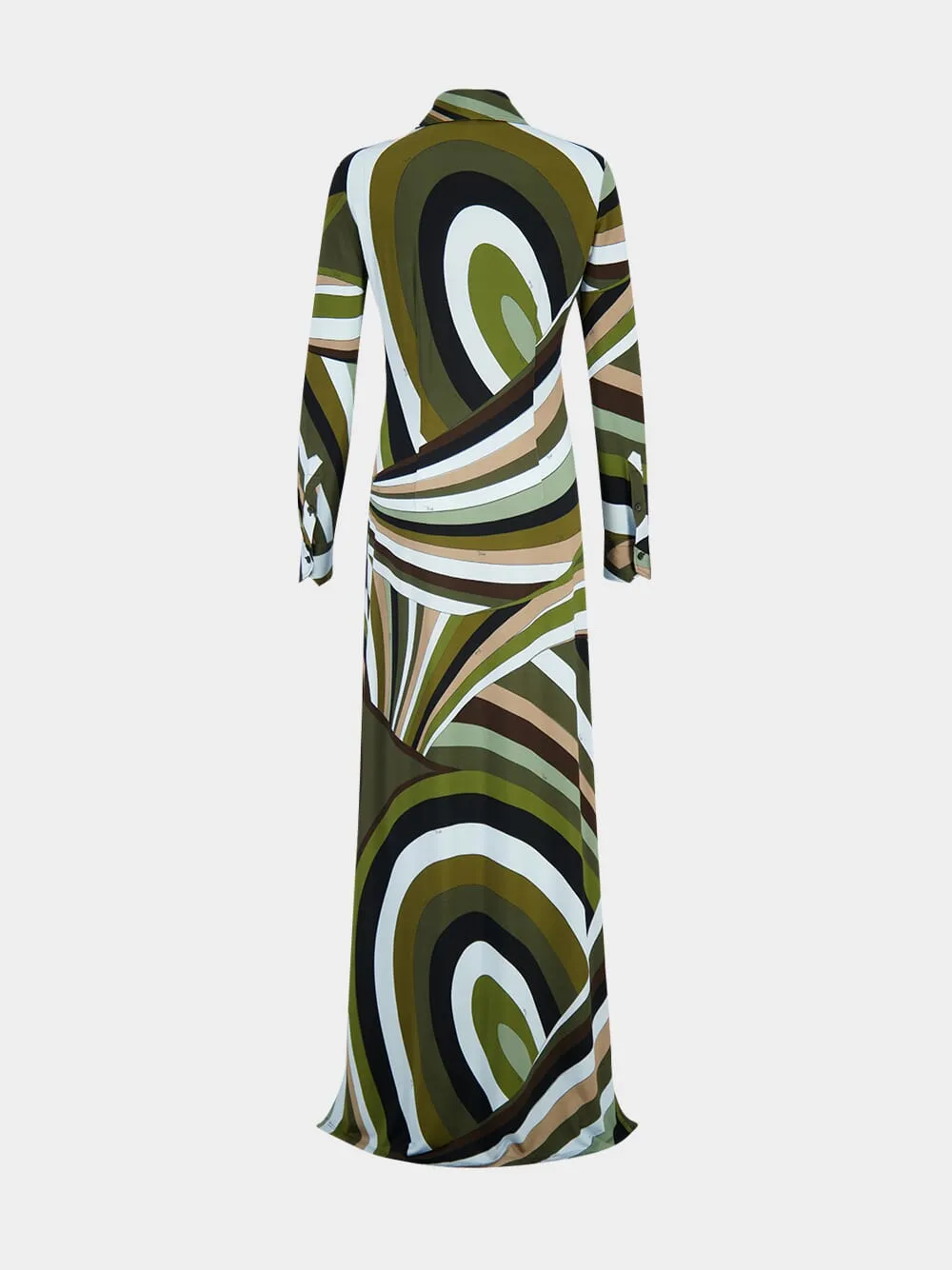 Khaki and Blue Iride Print Chemisier Dress sold by Fashion Clinic product image thumbnail 3
