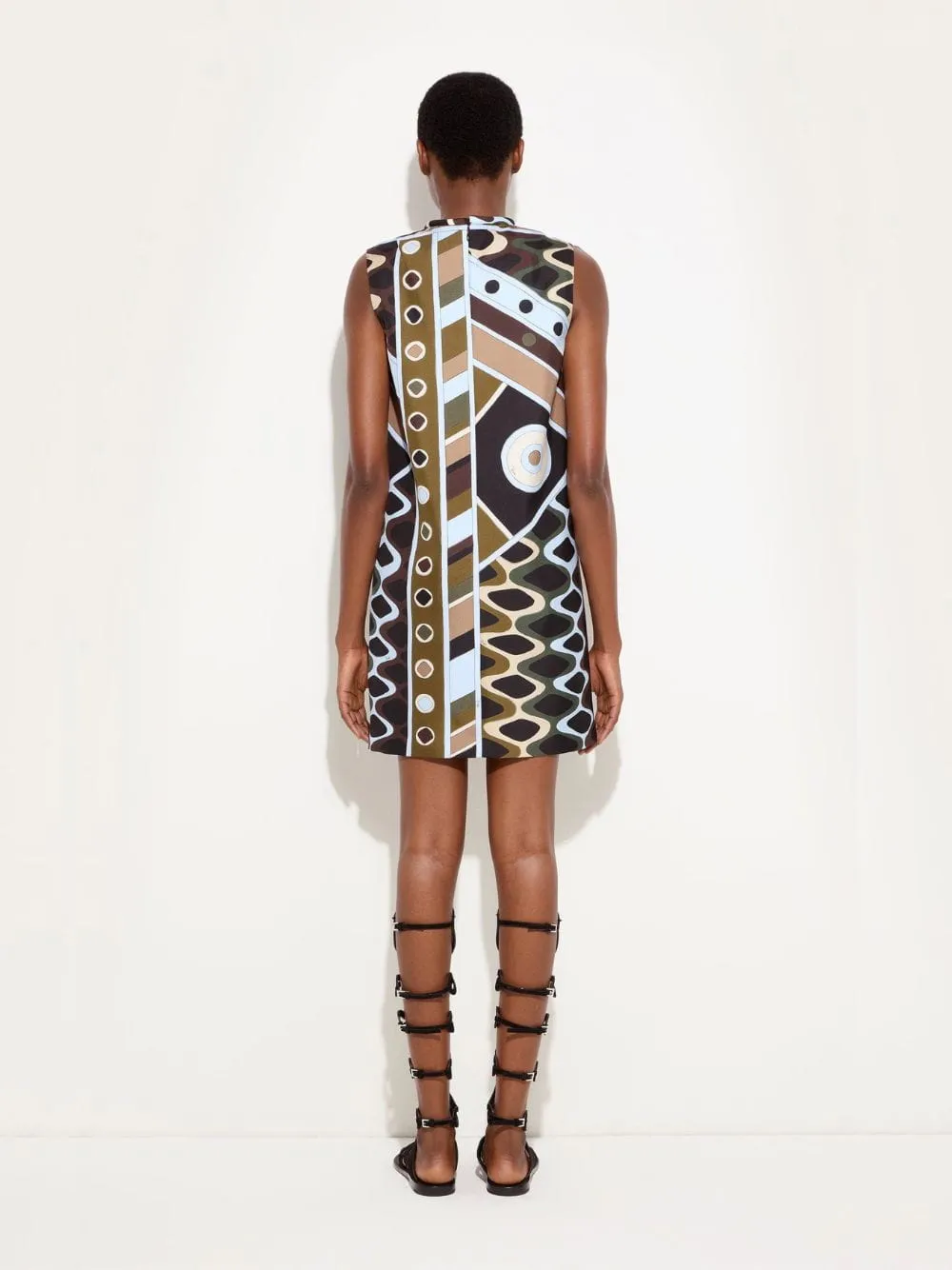 Khaki and Blue Vivara Silk Mini Dress sold by Fashion Clinic product image thumbnail 3