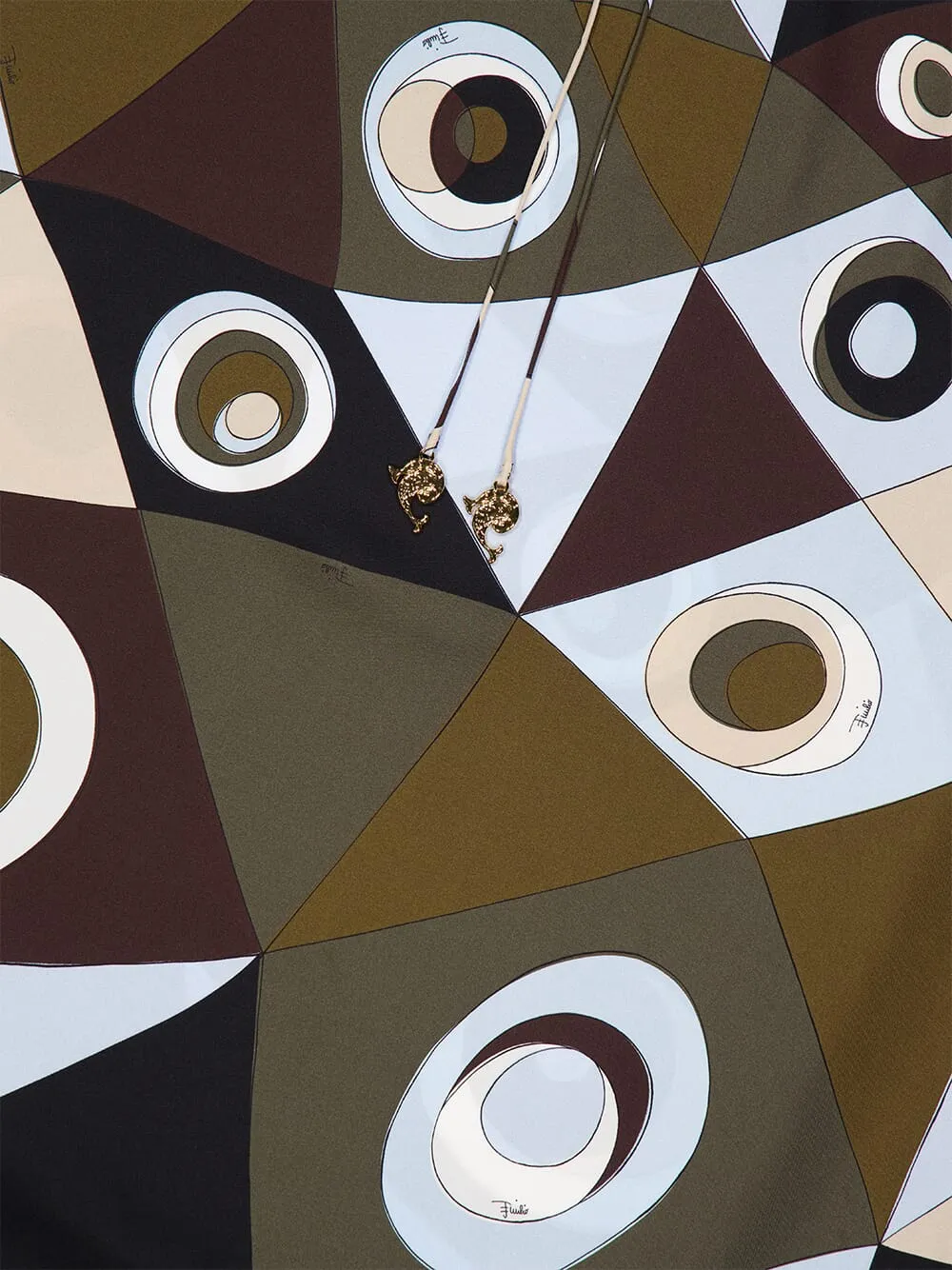 Khaki and Blue Occhi Silk Embellished Kaftan sold by Fashion Clinic product image thumbnail 4