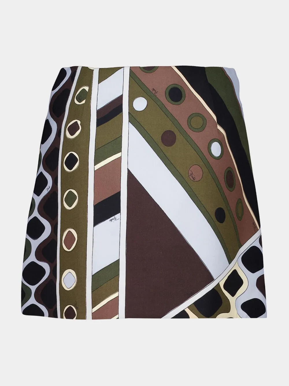 Khaki and Blue Vivara Print Wool Skirt sold by Fashion Clinic product image thumbnail 2