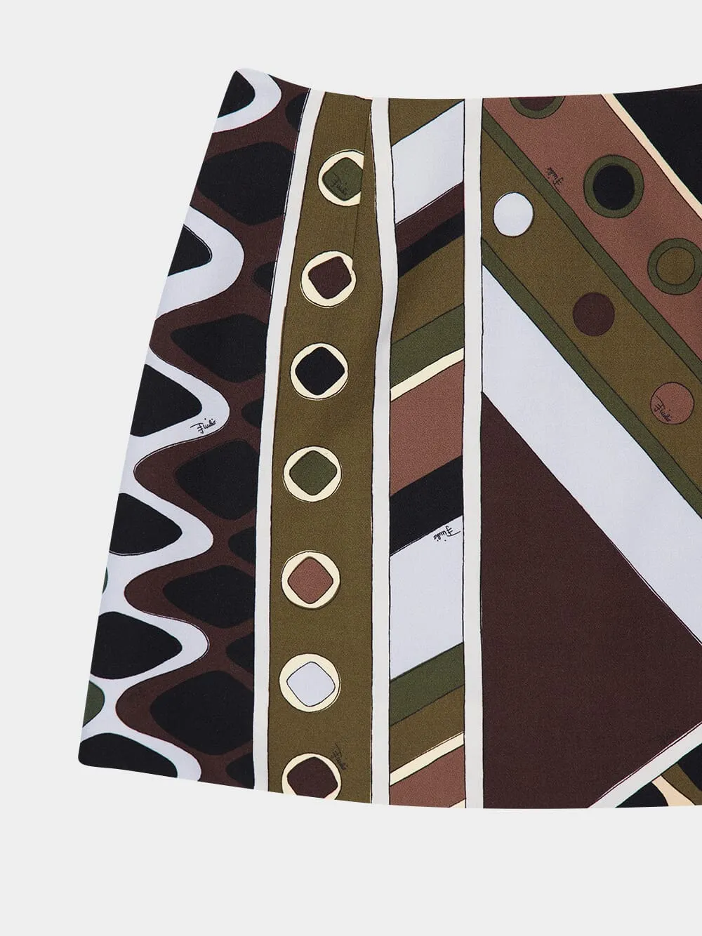 Khaki and Blue Vivara Print Wool Skirt sold by Fashion Clinic product image thumbnail 4