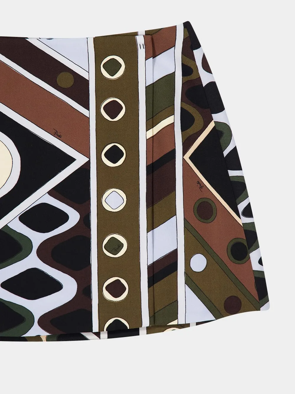 Khaki and Blue Vivara Print Wool Skirt sold by Fashion Clinic product image thumbnail 3