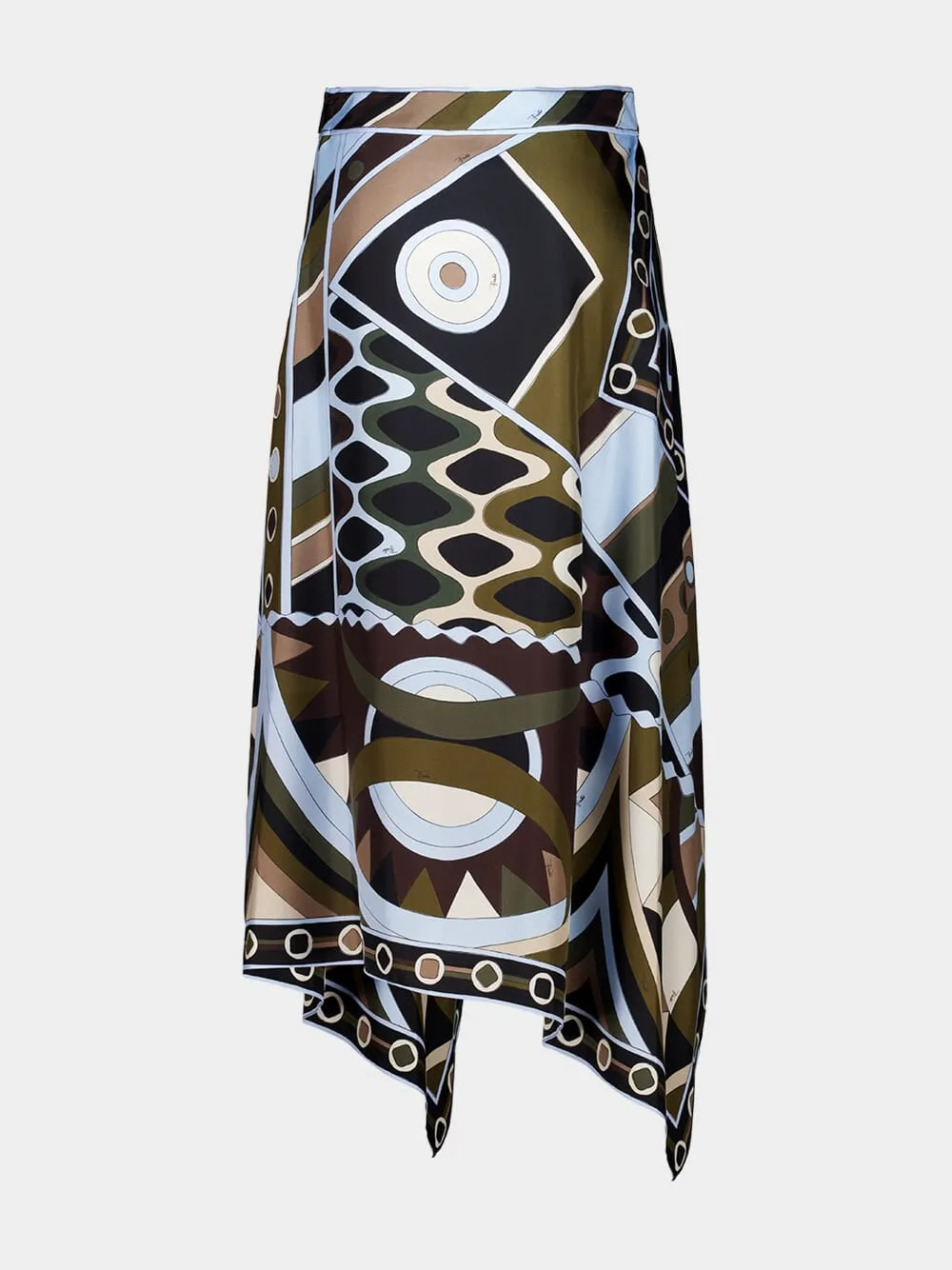 Khaki Blue Vivara Silk Scarf Skirt sold by Fashion Clinic product image thumbnail 3