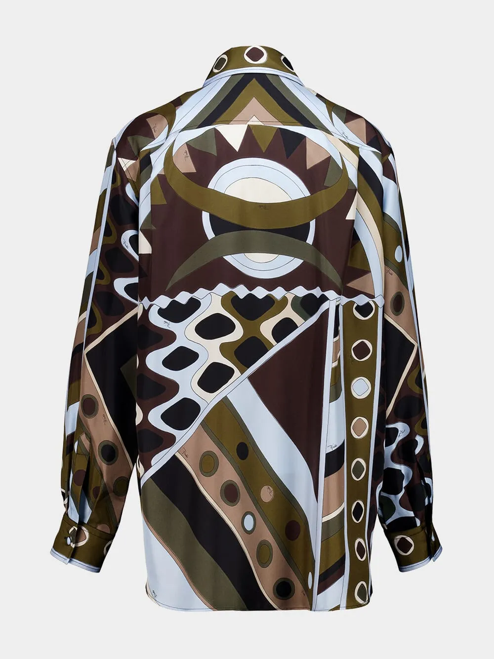 Khaki and Blue Vivara Silk Shirt sold by Fashion Clinic product image thumbnail 4