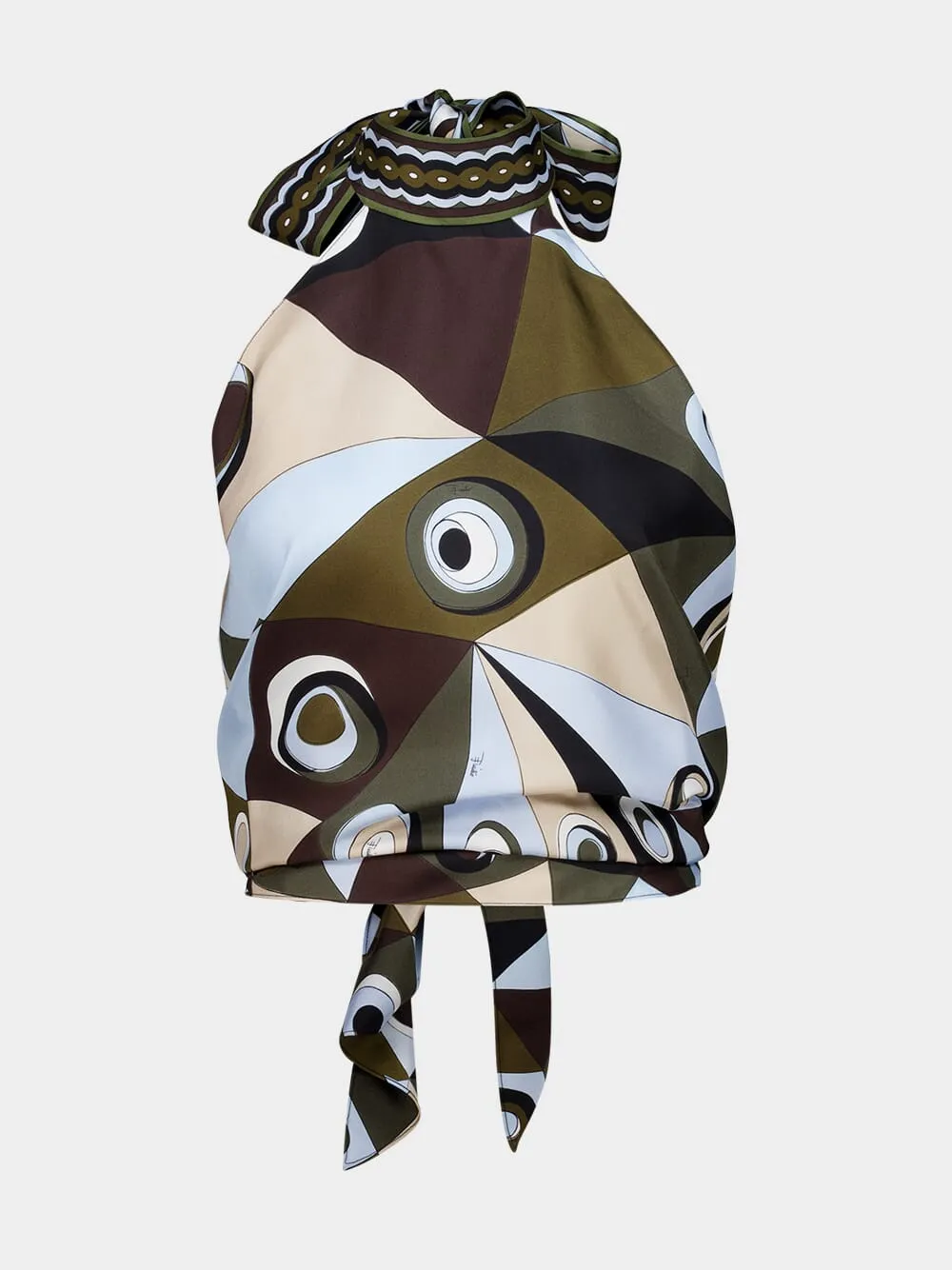 Khaki and Blue Occhi Print Halter Top sold by Fashion Clinic