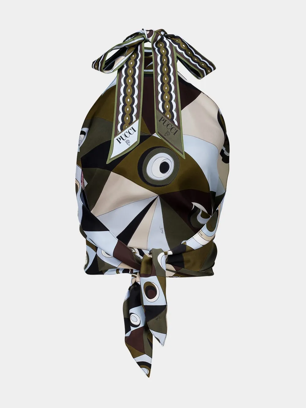 Khaki and Blue Occhi Print Halter Top sold by Fashion Clinic product image thumbnail 2