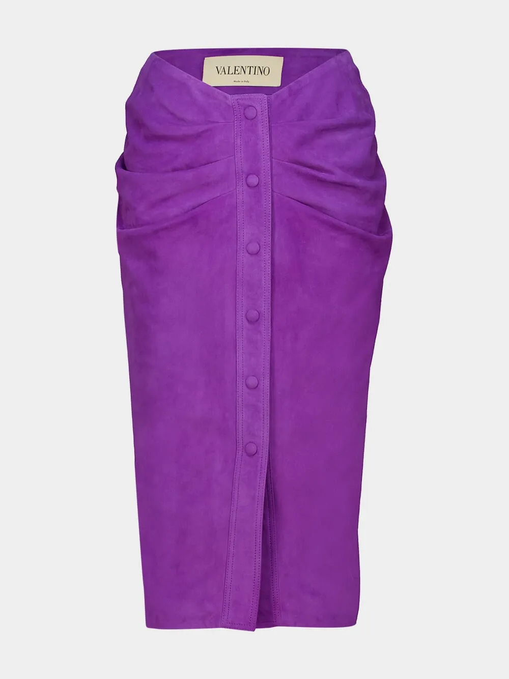 Purple Suede Skirt with Button Detail sold by Fashion Clinic