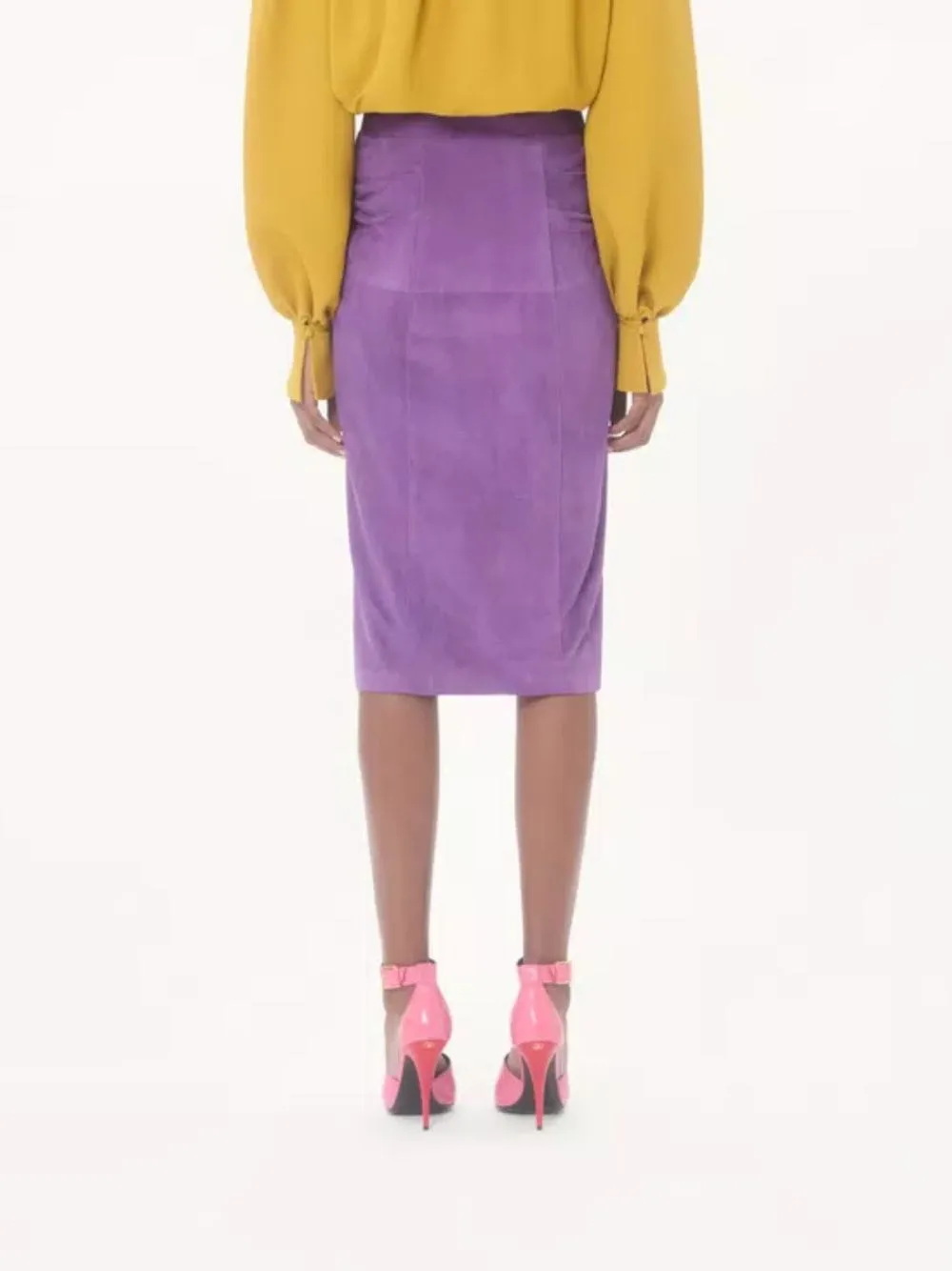 Purple Suede Skirt with Button Detail sold by Fashion Clinic product image thumbnail 4