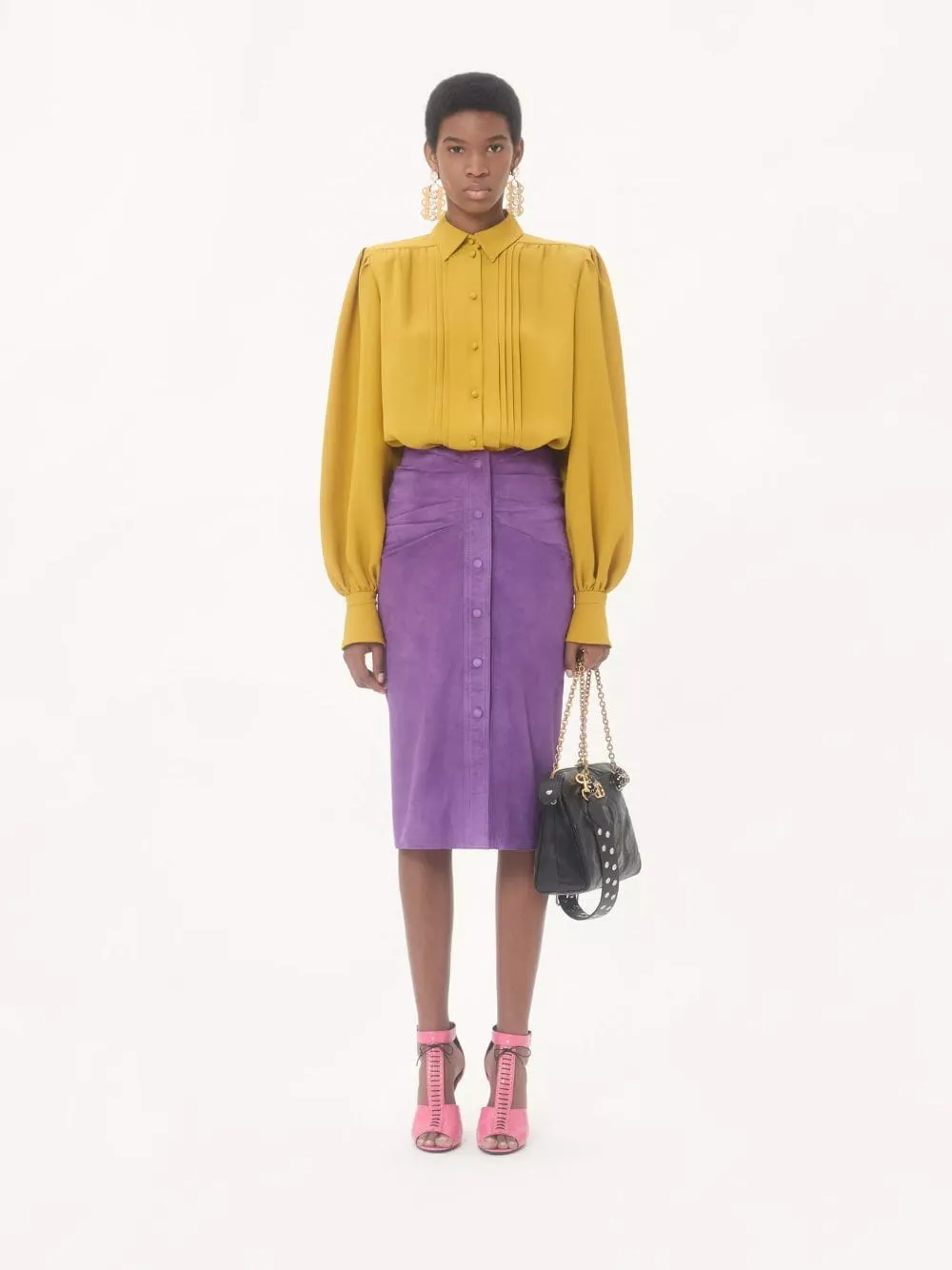 Purple Suede Skirt with Button Detail sold by Fashion Clinic product image thumbnail 2