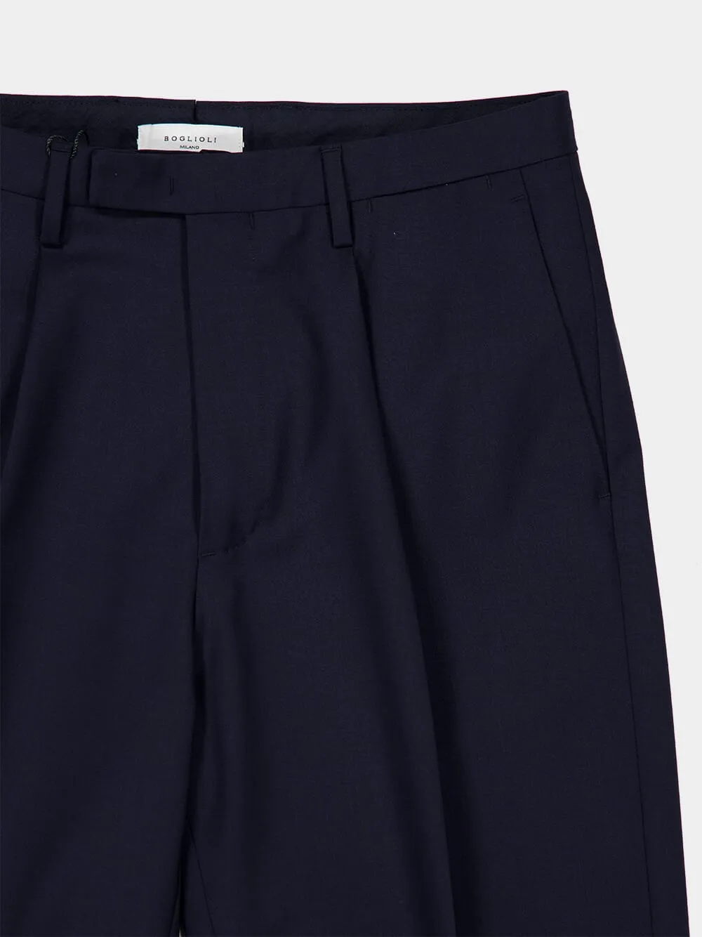 Navy Blue Straight Fit Wool Trousers sold by Fashion Clinic product image thumbnail 3
