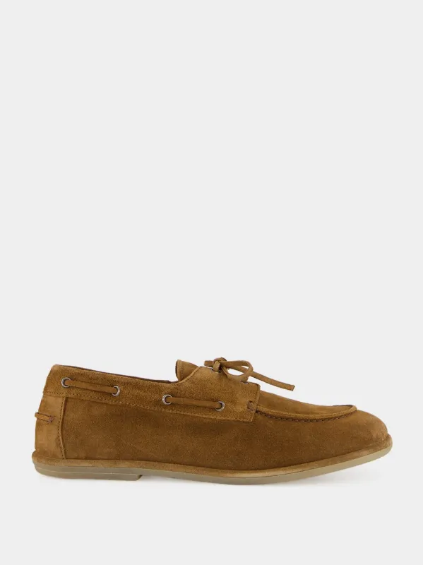 Cubano Love 001 Brown Suede Boat Shoes made by Officine Creative