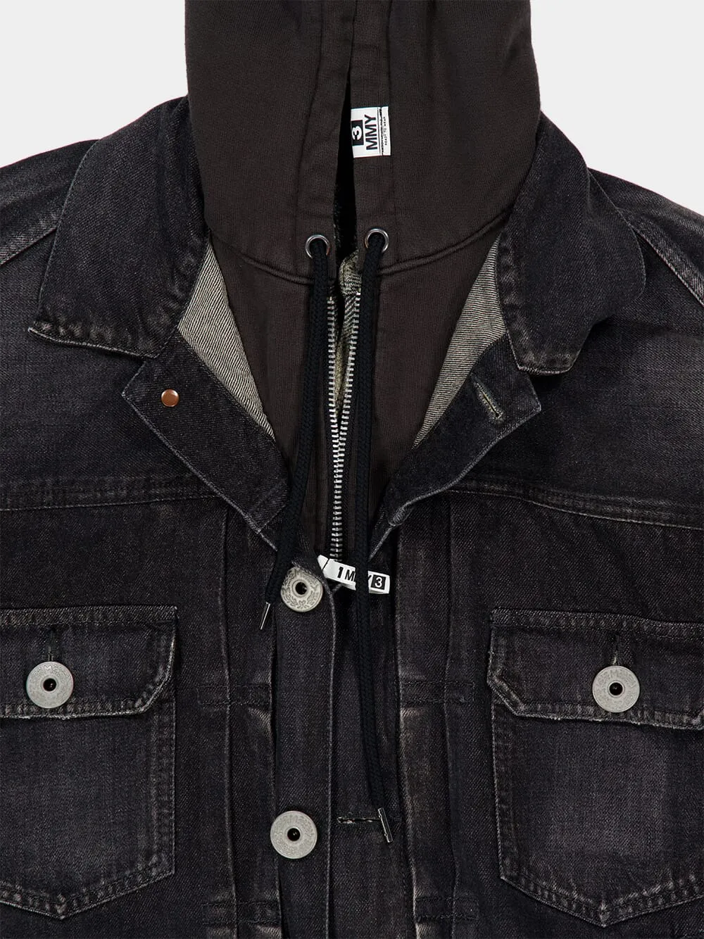 Black Triple Layered Denim Jacket sold by Fashion Clinic product image thumbnail 3