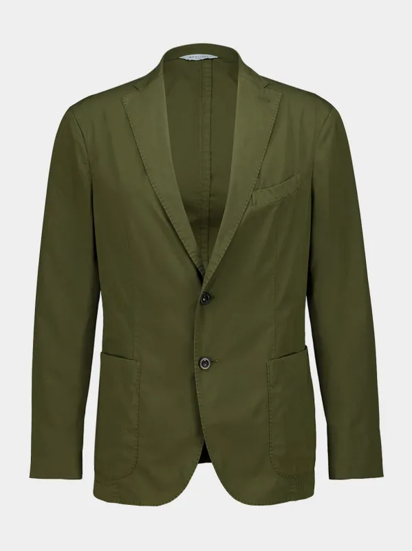 Khaki Green Cotton Blazer made by Boglioli